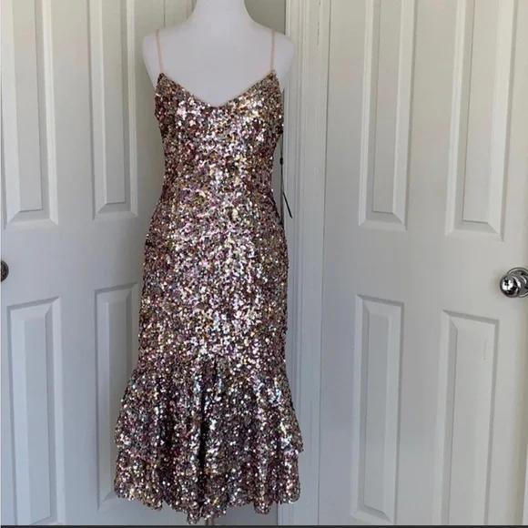 Sequin Party Dress Ruffle Hem Midi ADRIANNA PAPELL Colorful Spaghetti Strap Adrianna Papell | Dresses | Sequin Party Dress Ruffle Hem Midi Adrianna  Papell Colorful Spaghetti Strap | Poshmark